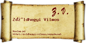 Zöldhegyi Vilmos névjegykártya